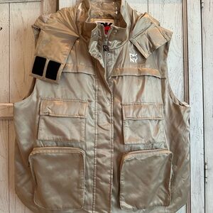 DKNY heart collection new and never worn cargo vest with hood.